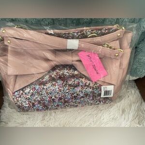 NEW BETSEY JOHNSON Blush Pink Sequin Handbag